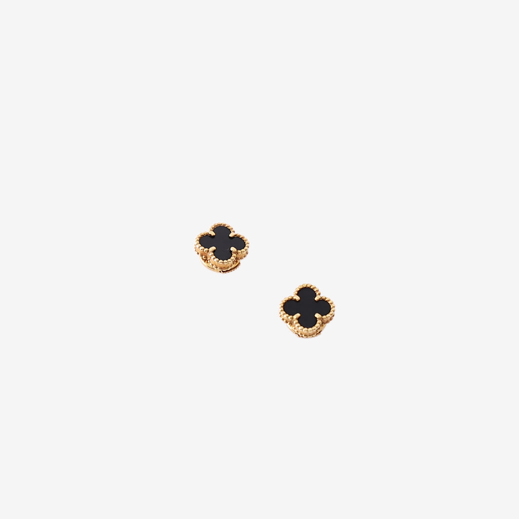 Van Cleef & Arpels Vintage Alhambra Earrings in Yellow Gold with Black Onyx