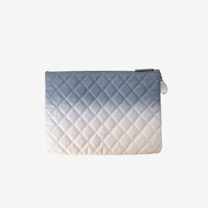 Chanel Ombré Gradient CC Clutch in Blue/White Quilted Lambskin Leather