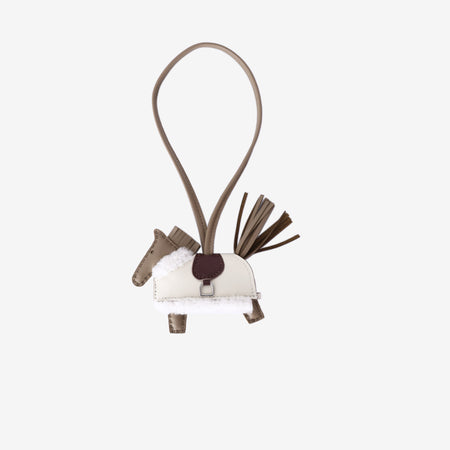 Hermès Rodeo Plush PM Charm in Beige Marfa Plush front view