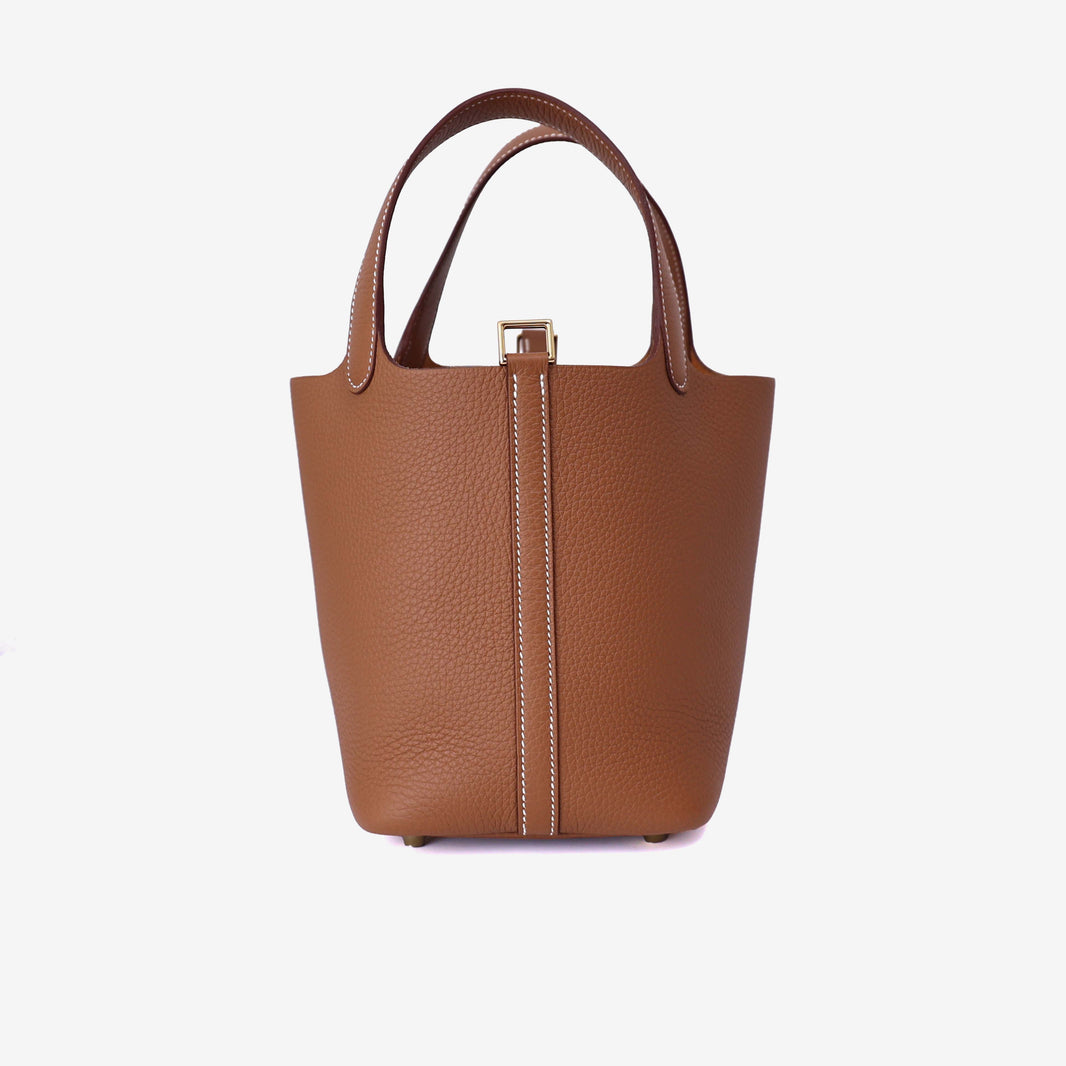  Hermès Picotin 18 in Gold Clemence Leather with Gold Hardware front view