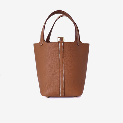  Hermès Picotin 18 in Gold Clemence Leather with Gold Hardware front view