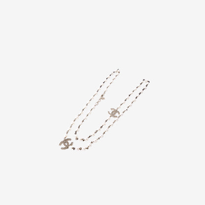 Chanel Long Faux Pearl Necklace with Gold-Tone Hardware