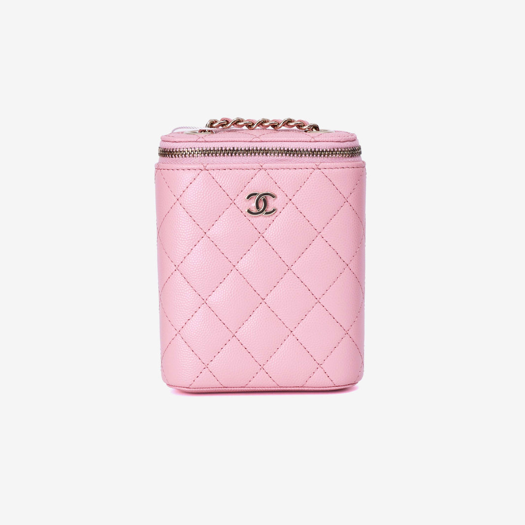 Chanel Vertical Vanity Case in Pink Caviar Leather with Gold Hardware (Contact to Enquire)