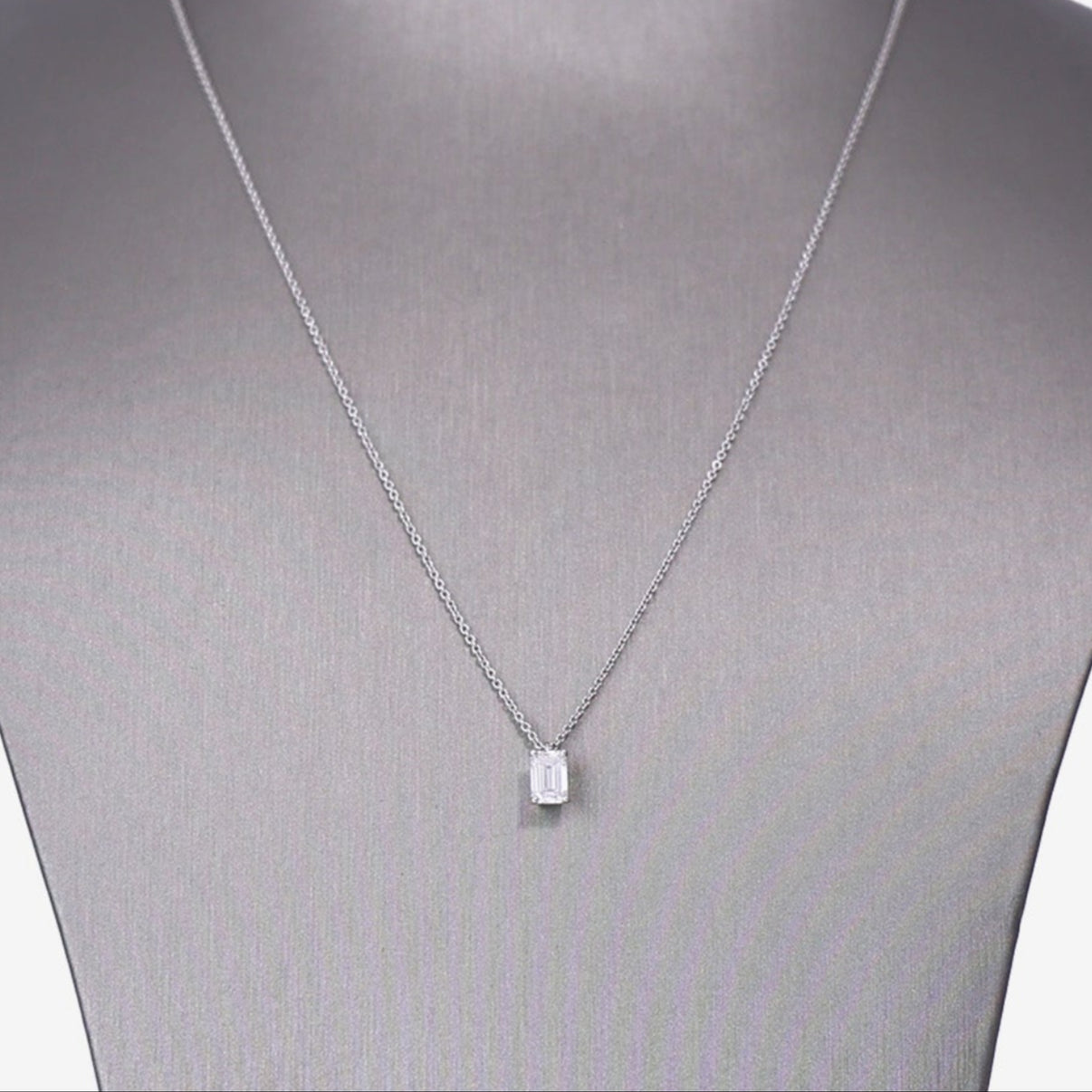 Graff Emerald Cut Diamond Pendant in White Gold & Platinum with White Diamond detail view