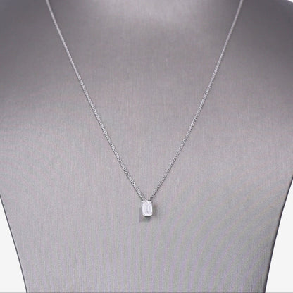 Graff Emerald Cut Diamond Pendant in White Gold & Platinum with White Diamond detail view