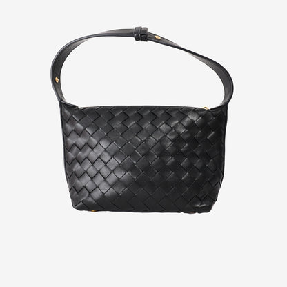 Bottega Veneta Wallace Mini Intrecciato Shoulder Bag in Black Leather with Gold Hardware