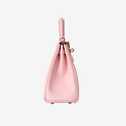 Hermès Kelly 25 in Rose Sakura Swift Leather with Palladium-Plated Hardware