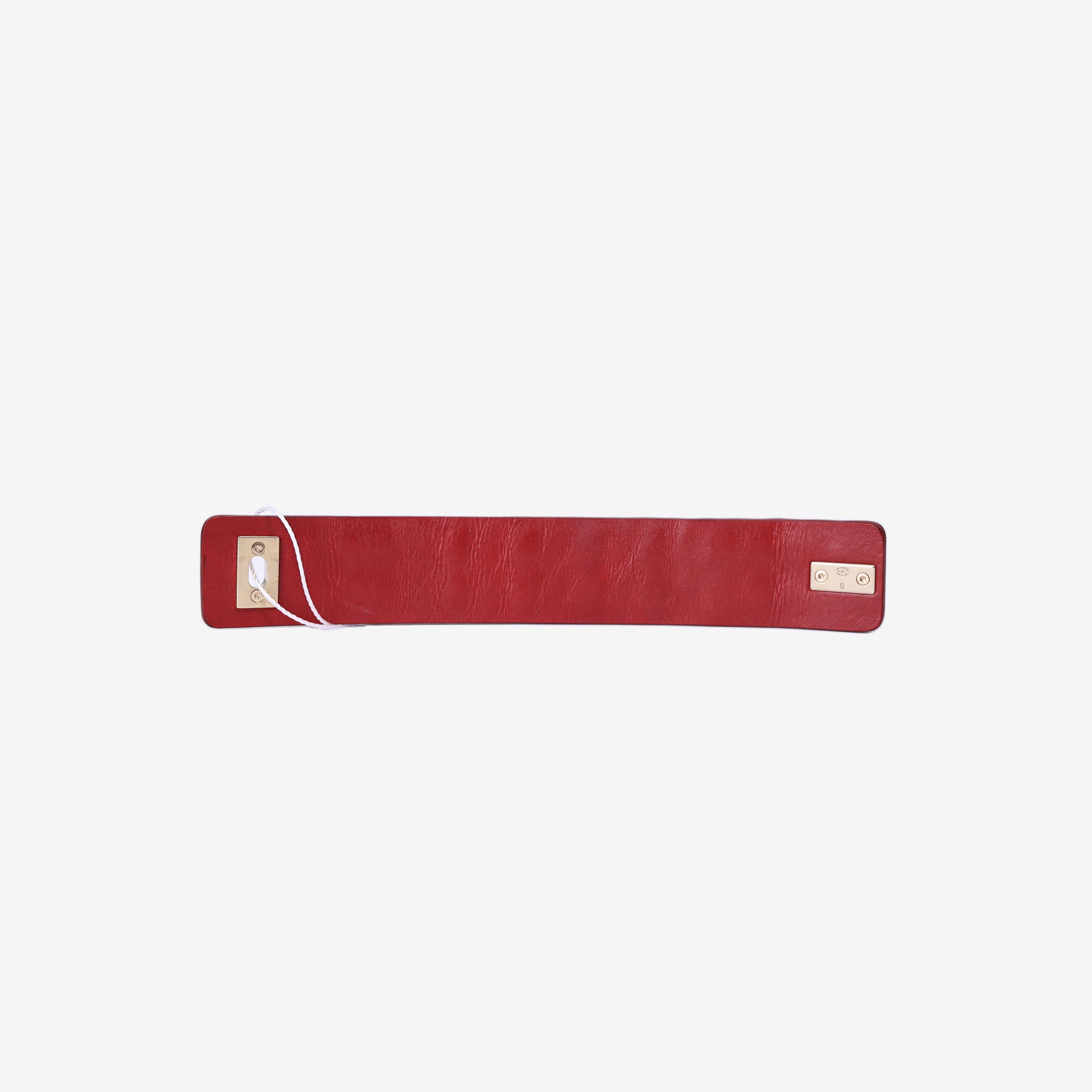 Chanel Leather Chain-Link CC Turn-Lock Bracelet in Red Lambskin Leather with Gold Hardware back view