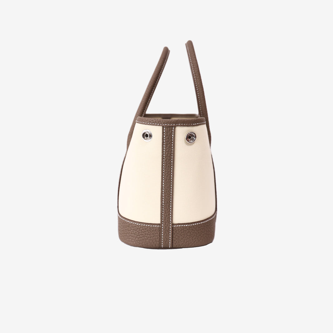 Hermès Mini Garden Party in Vanille Toile Officier and Etoupe Veau Negonda Leather