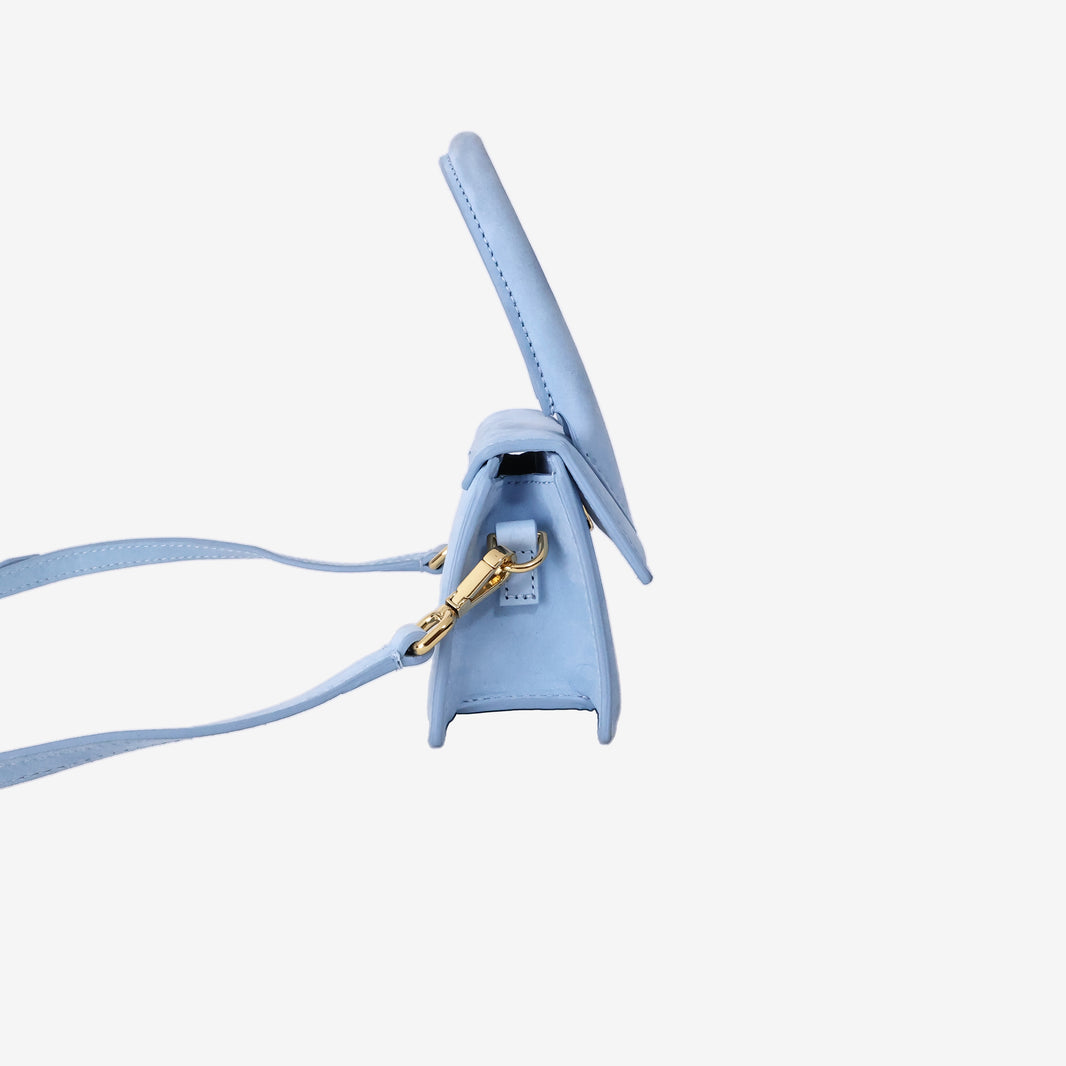 Jacquemus Le Chiquito Mini Bag in Light Blue Nubuck Leather with Gold Hardware