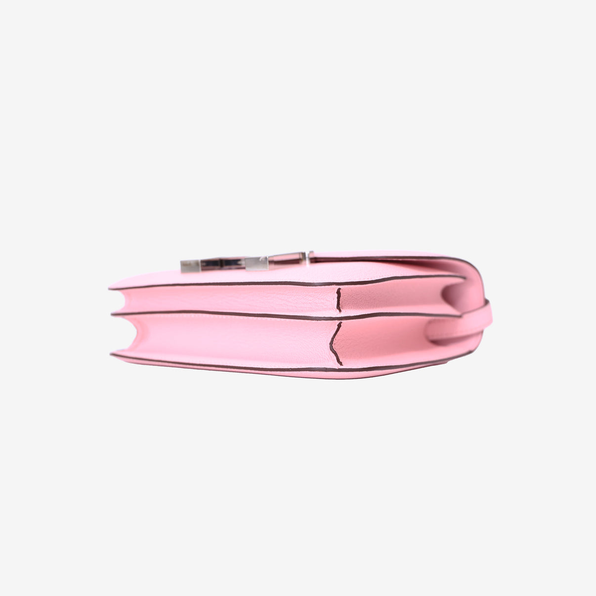 Hermès Constance 18 in Sakura Pink Chevre Mysore Leather with Palladium Hardware bottom side view