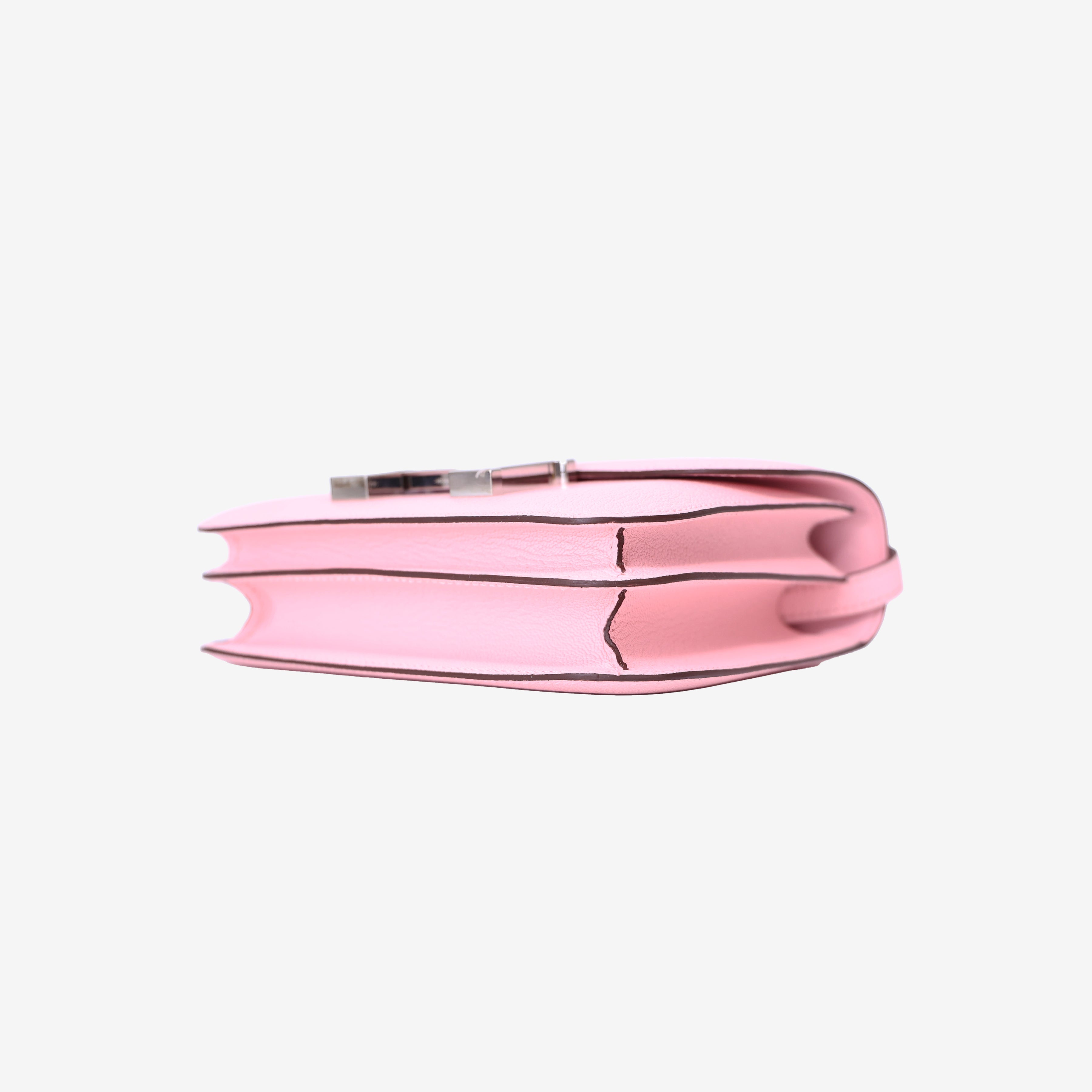 Hermès Constance 18 in Sakura Pink Chevre Mysore Leather with Palladium Hardware bottom side view