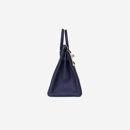 Hermès Birkin 25 in Bleu Nuit Togo Leather with Palladium Hardware side view