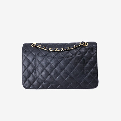Chanel Classic Medium Flap Bag in Black Caviar Leather with Gold Hardware