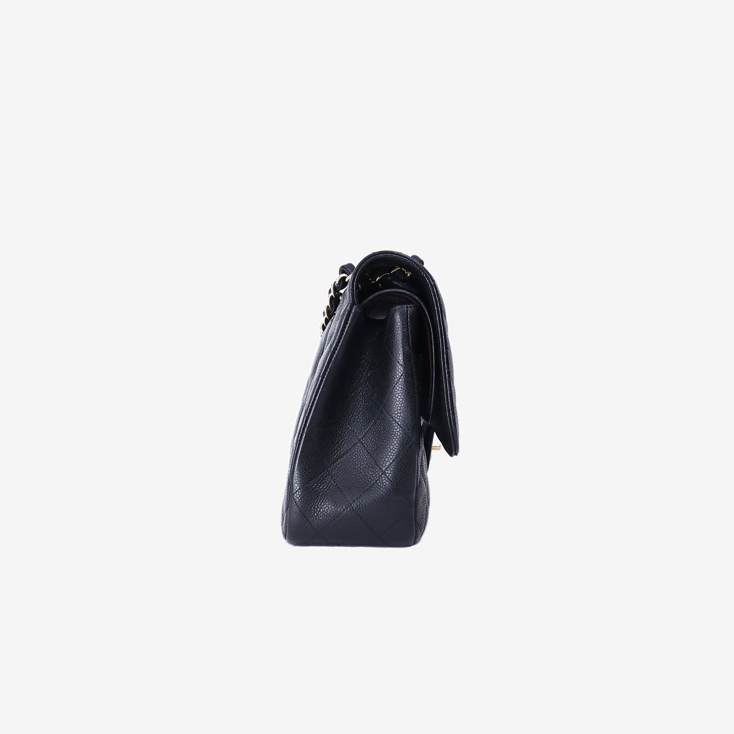 Chanel Large Classic Double Flap Bag in Black Lambskin Leather with Gold Hardware