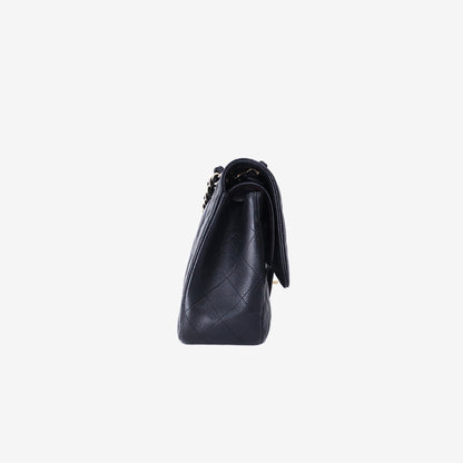 Chanel Large Classic Double Flap Bag in Black Lambskin Leather with Gold Hardware