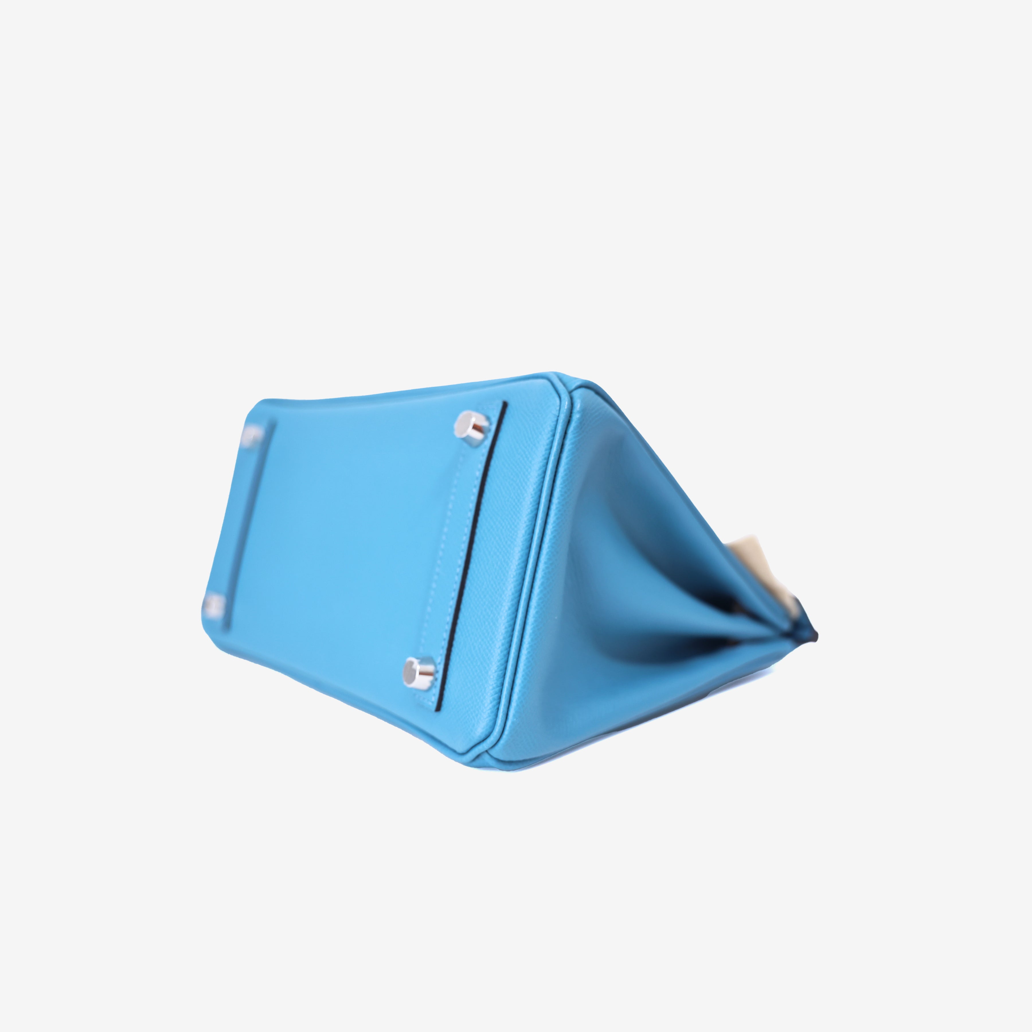 Hermès Birkin 25 in Bleu Jean/Ecorce/Sesame Epsom Leather with Palladium Hardware bottom side view