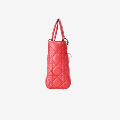 Dior My ABCDior Lady Dior Small Bag in Red Cannage Lambskin Leather with Gold Hardware