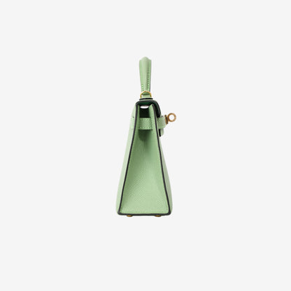 Hermès Mini Kelly 20 in Vert Criquet Epsom Leather with Gold Hardware