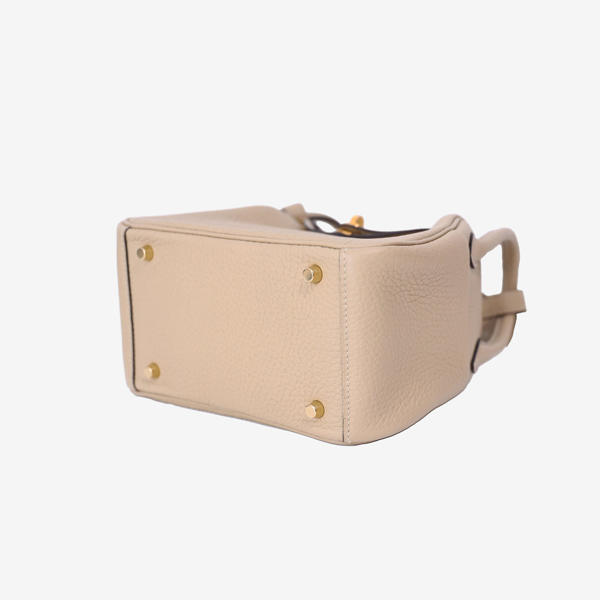 Hermès Mini Lindy in Trench Clemence Leather with Gold Hardware bottom side view