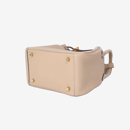Hermès Mini Lindy in Trench Clemence Leather with Gold Hardware bottom side view