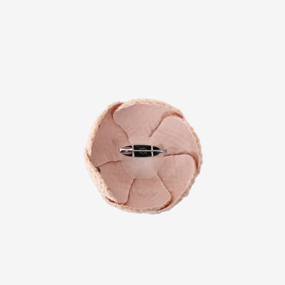 Chanel Camellia Flower Brooch in Beige Tweed with Gold Hardware