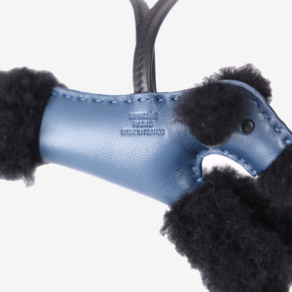 Hermès Budy Charm in Dark Blue/Black Lambskin