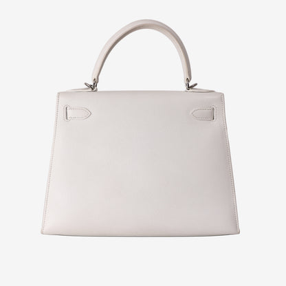 Hermès Kelly 28 in White Epsom Leather with Palladium-Plated Hardware