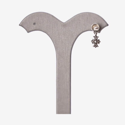 Chrome Hearts Tiny CH Plus Hanging Cross Drop Earring in Sterling Silver detail view