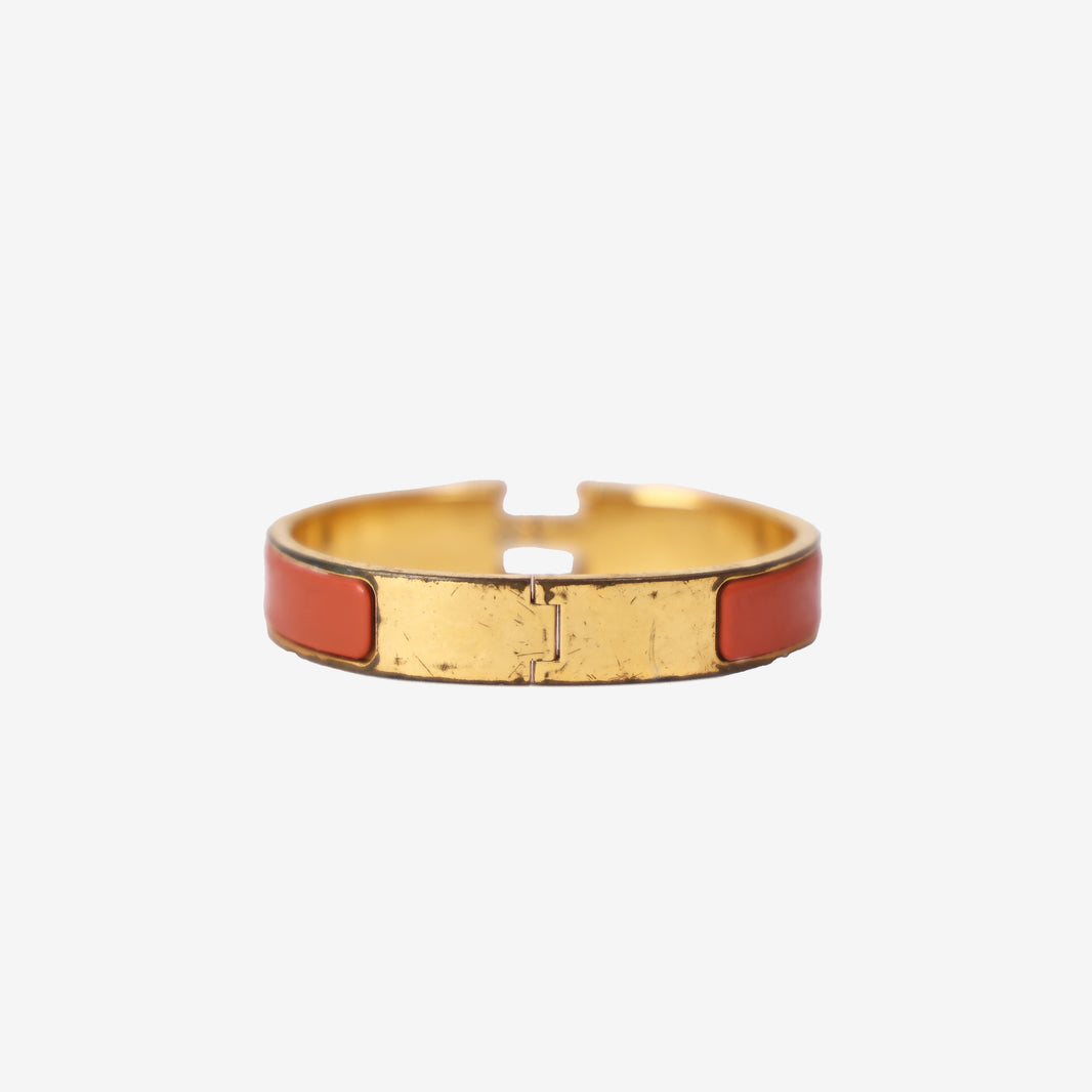 Hermès H Clic Bangle in Orange Enamel with Gold Hardware (Contact to Enquire)