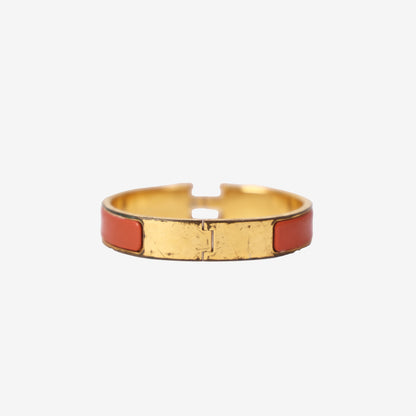 Hermès H Clic Bangle in Orange Enamel with Gold Hardware (Contact to Enquire)