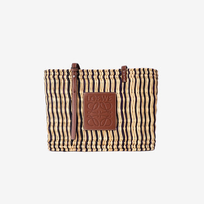 Loewe Square Anagram Wicker Basket Tote Bag in Beige