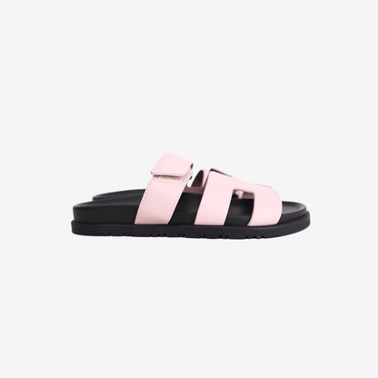 Hermès Chypre Sandals in Rose Cancan Calfskin Leather (Size 38)