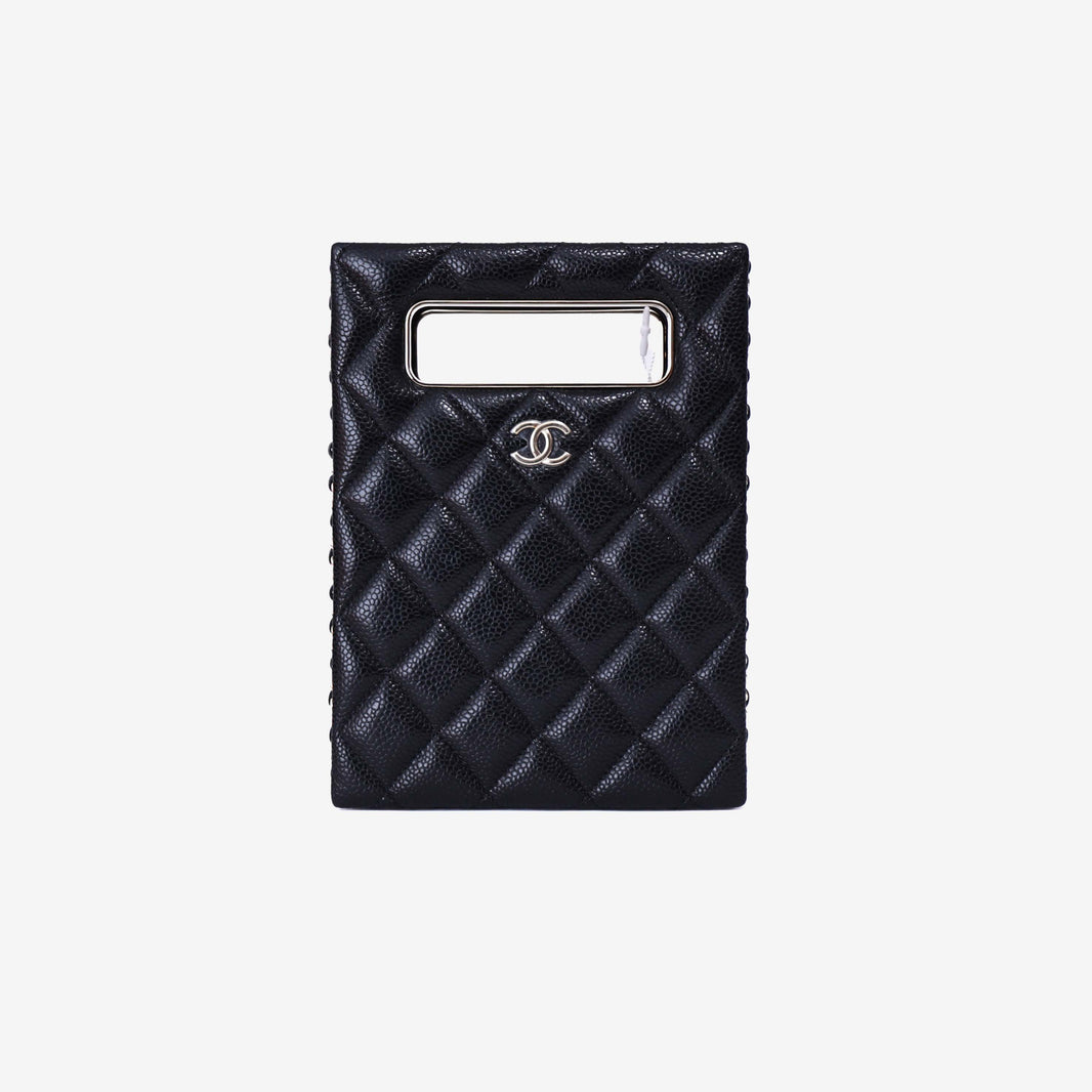 Chanel Evening Box Bag in Black Caviar Leather with Gold Hardware
