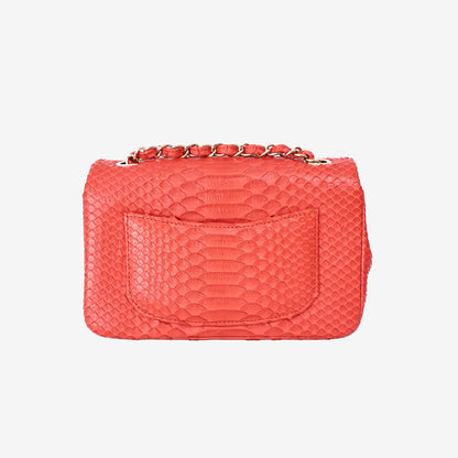 Chanel Classic Mini Rectangular Flap Bag in Red Python Skin with Gold Hardware