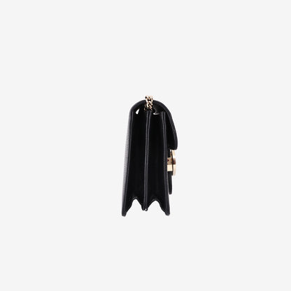 Gucci Interlocking G Shoulder Bag in Black Calfskin Leather with Gold Hardware
