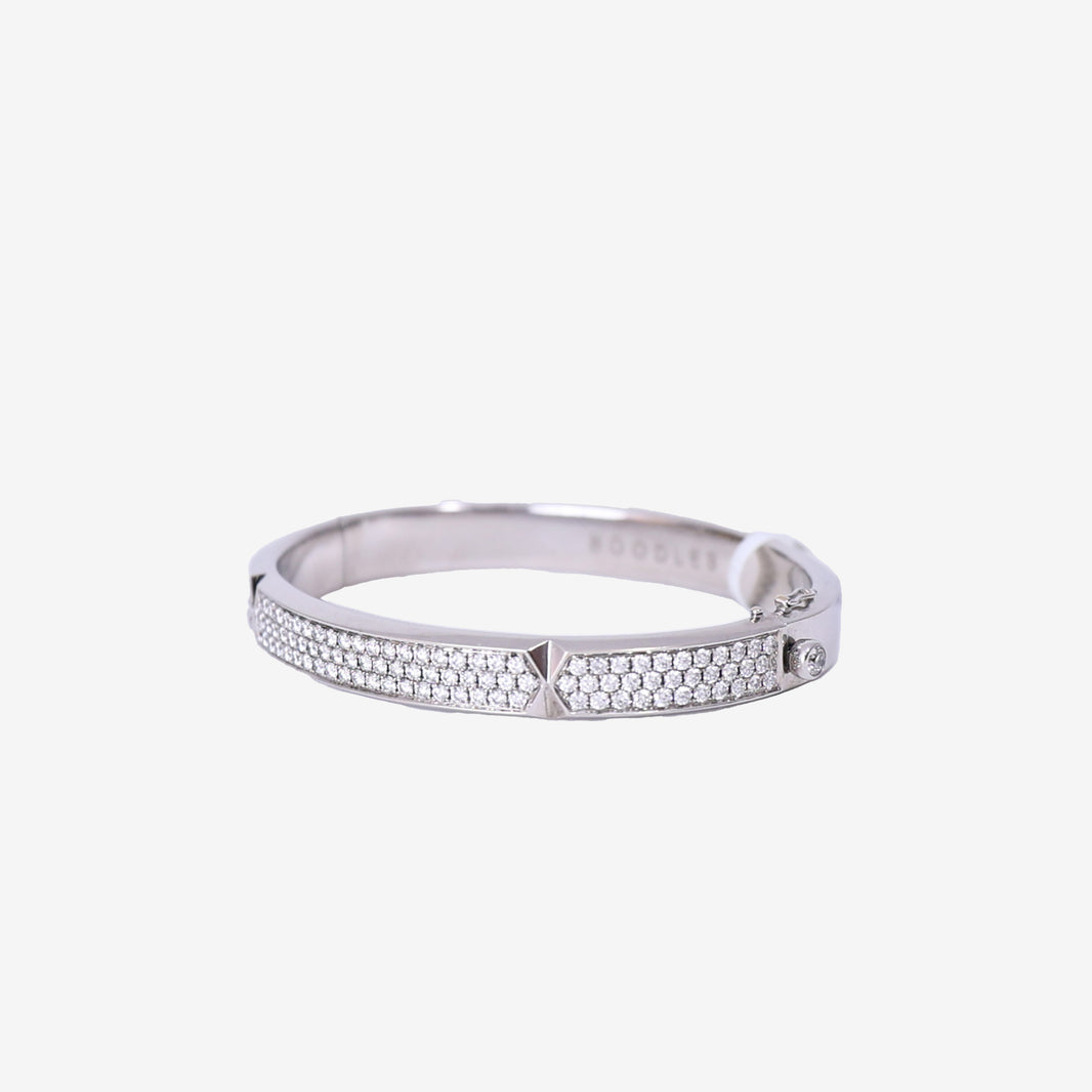 Boodles Pavé Diamond Bangle Bracelet in White Gold with Diamond side view