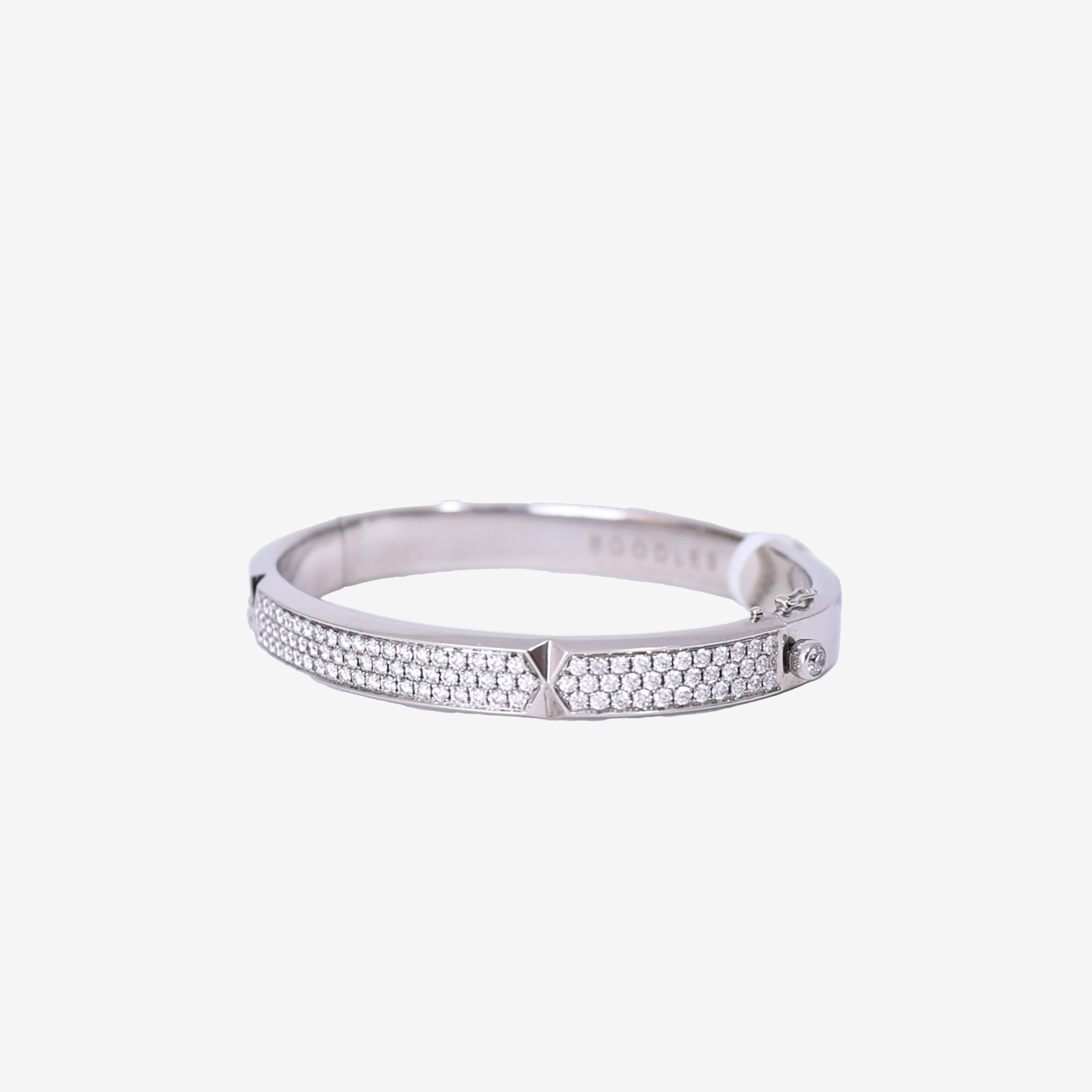 Boodles Pavé Diamond Bangle Bracelet in White Gold with Diamond side view