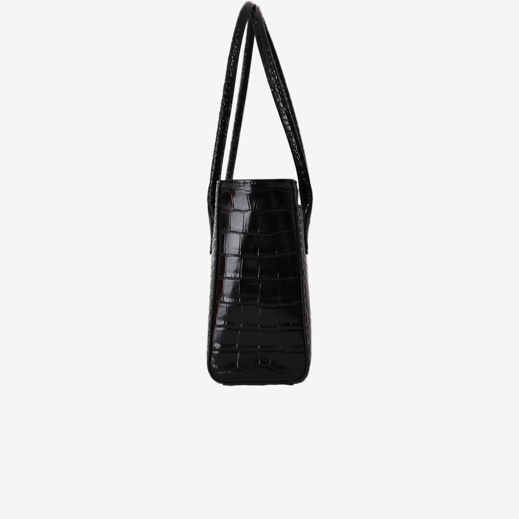 Chanel 26K Shopping Bag in Black Crocodile-Embossed Calfskin Leather with Gold Hardware