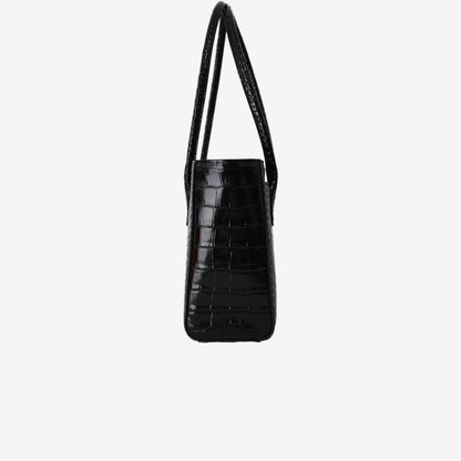 Chanel 26K Shopping Bag in Black Crocodile-Embossed Calfskin Leather with Gold Hardware