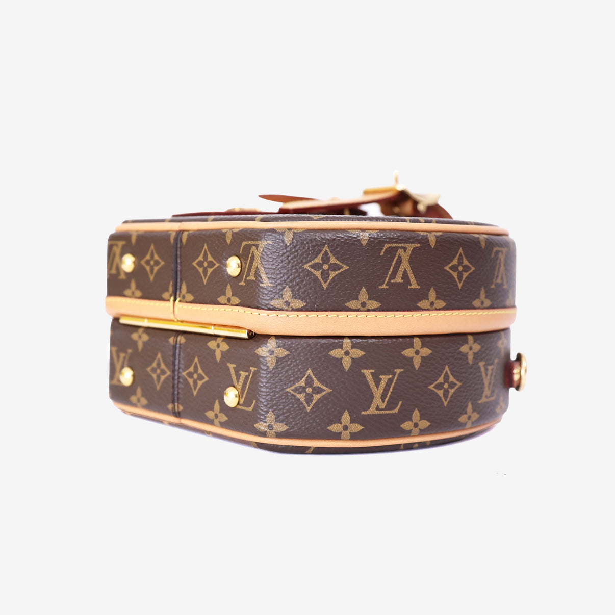 Louis Vuitton Petite Boîte Chapeau in Brown Monogram Canvas with Gold Hardware bottom side view