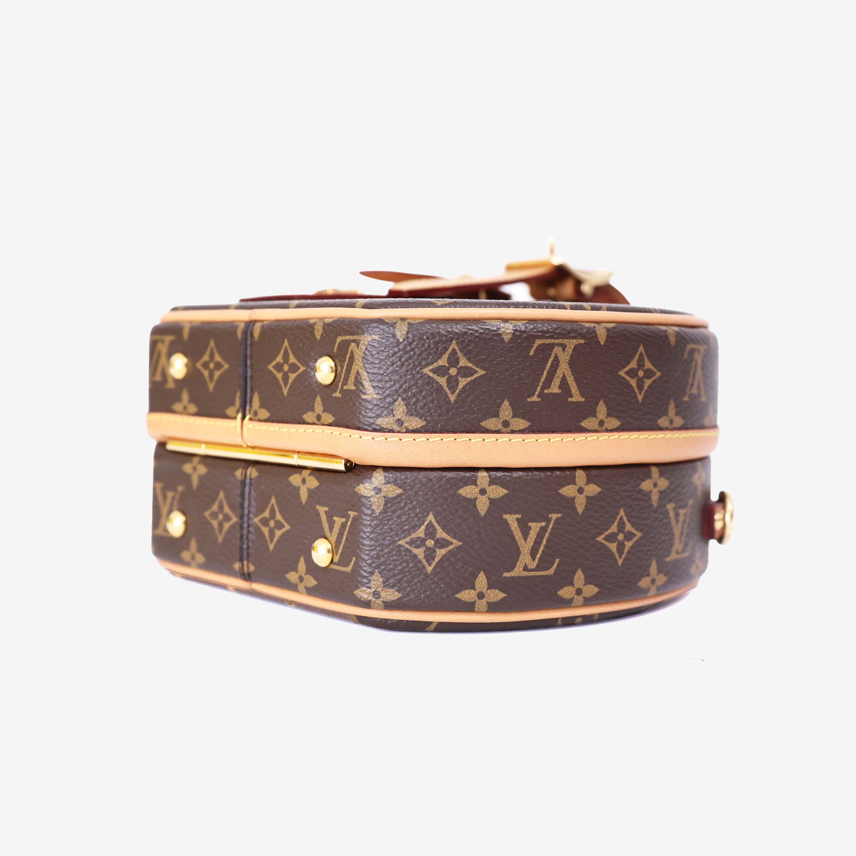 Louis Vuitton Petite Boîte Chapeau in Brown Monogram Canvas with Gold Hardware bottom side view
