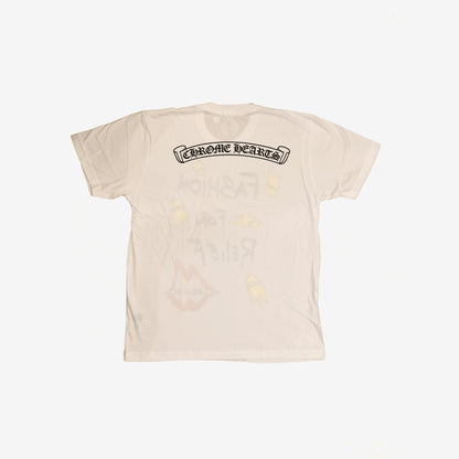 Chrome Hearts Fashion For Relief Crew Neck T-Shirt in White Cotton