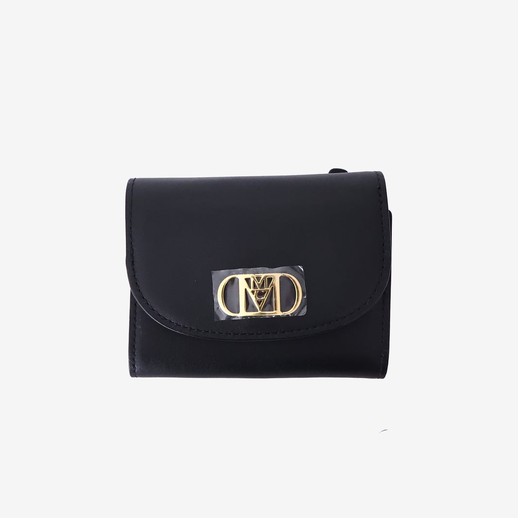 MCM Mode Travia Mini Chain Wallet in Black Nappa Leather with Gold Hardware
