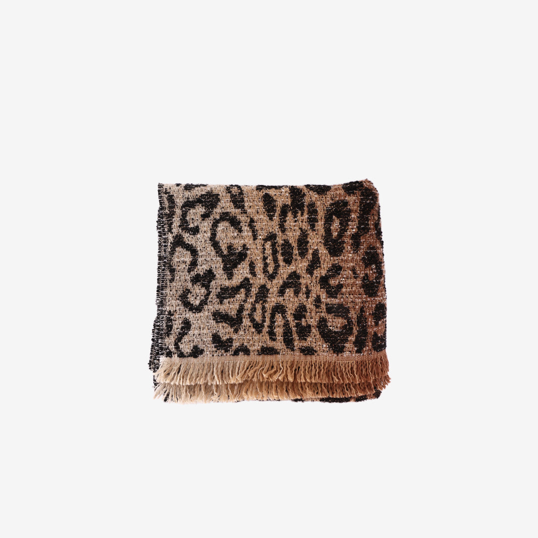 Chanel Leopard Print Wool Stole Scarf