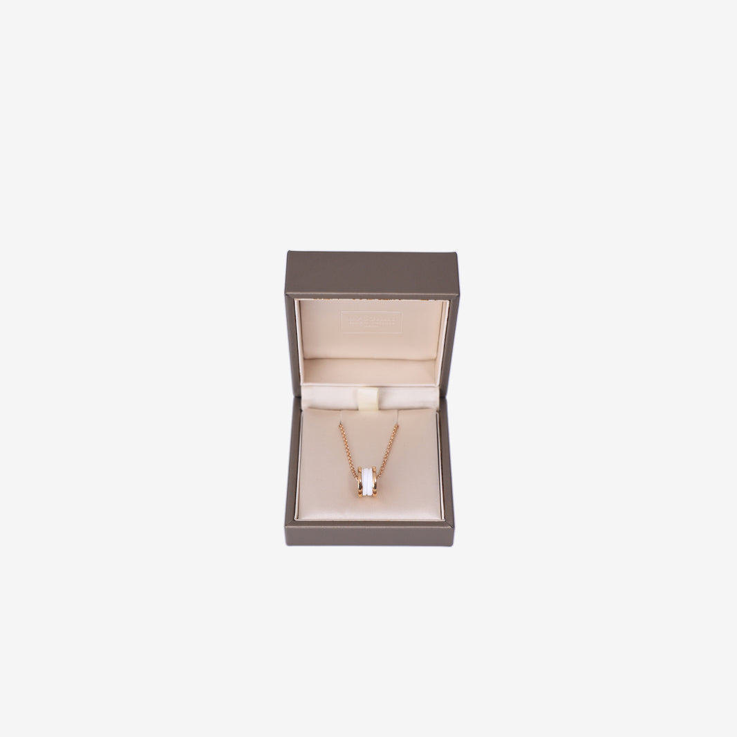 Bvlgari B.zero1 Necklace in White Ceramic and 18K Rose Gold front view