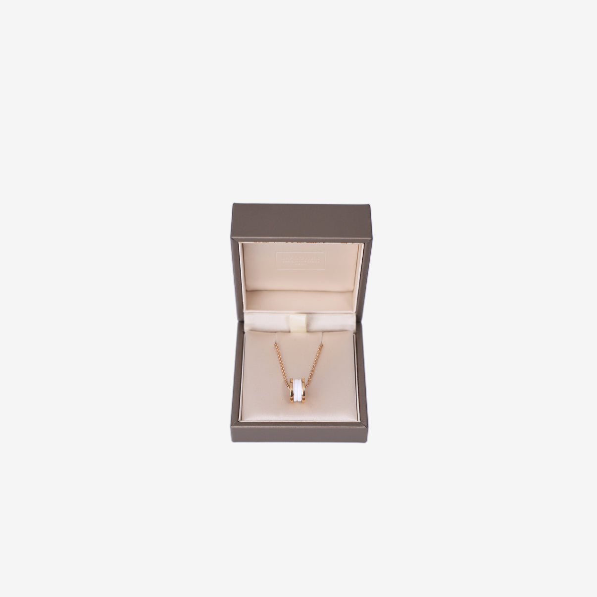 Bvlgari B.zero1 Necklace in White Ceramic and 18K Rose Gold front view