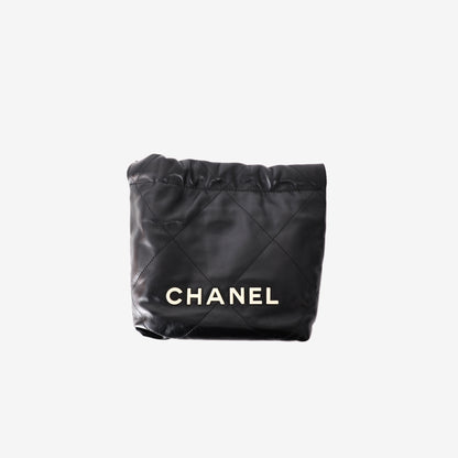 Chanel 22 Mini Bag in Black Calfskin Leather with Gold Hardware