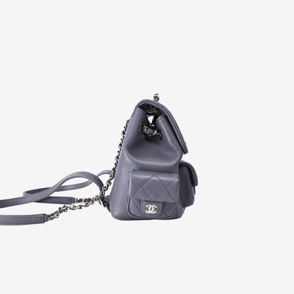 Chanel Small Duma Backpack in Grey Caviar Leather with Gold Hardware