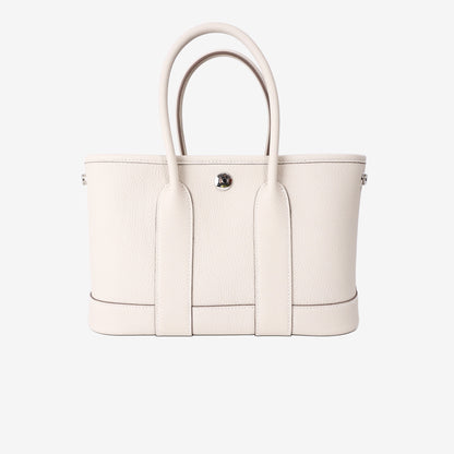 Hermès Garden Party 23 in White Togo Leather with Palladium Hardware